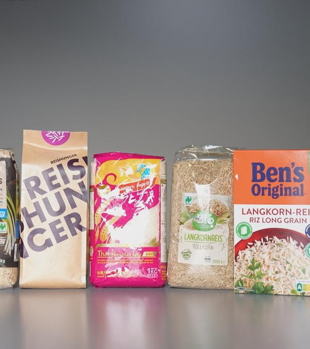 Verschiedene Reissorten im Bild.