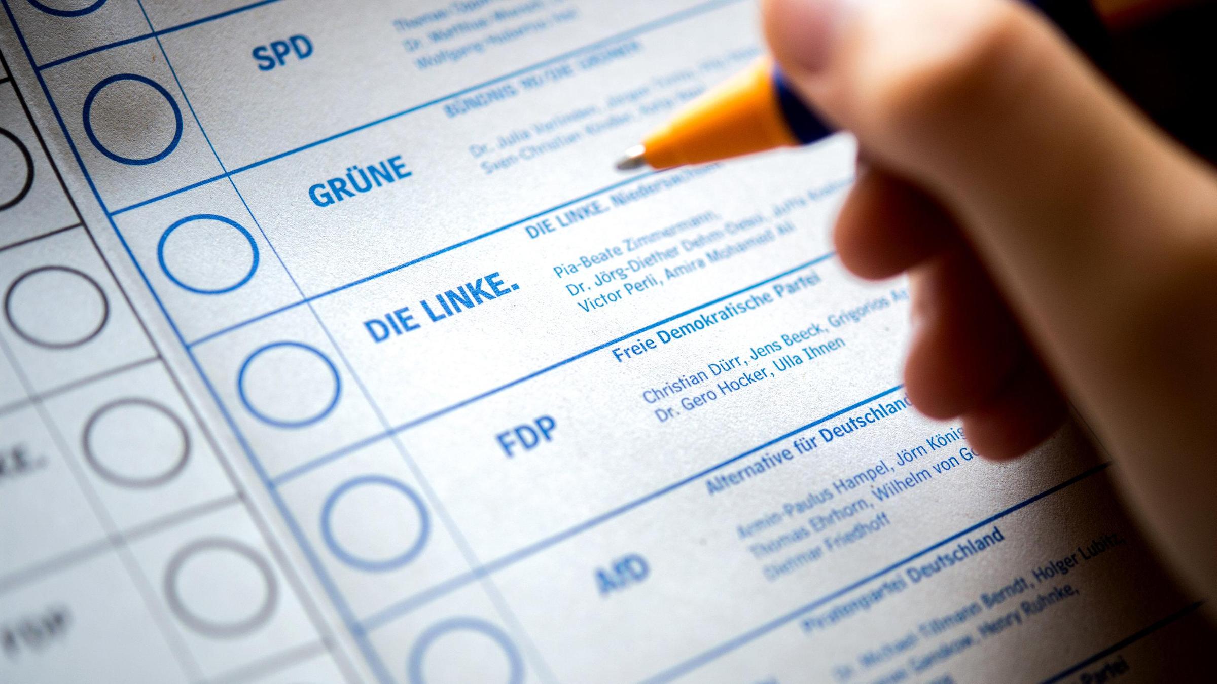 Stimmzettel für die Bundestagswahl 2017