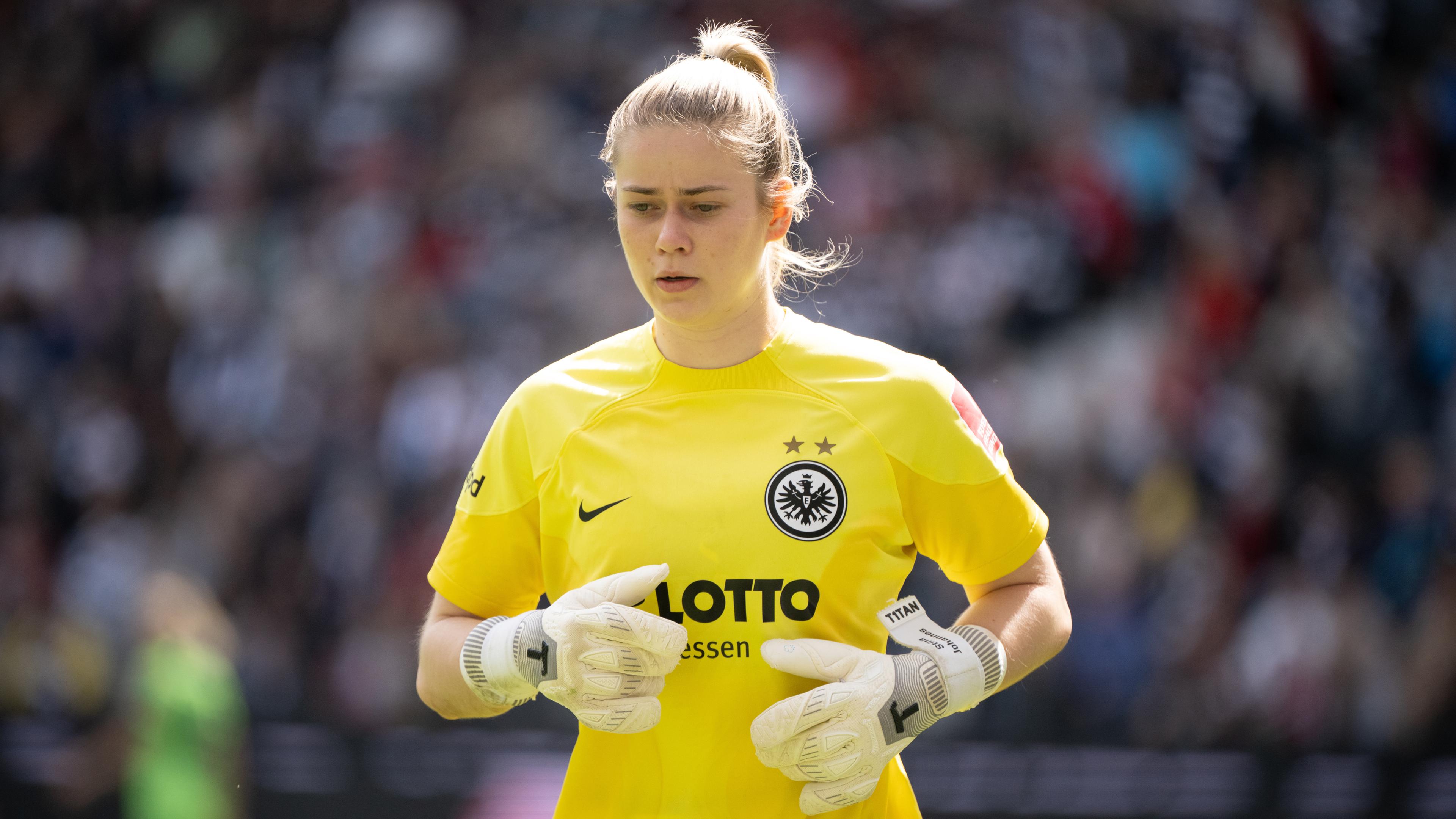 Die deutsche Fußballspielerin Stina Johannes von Eintracht Frankfurt bei einem Spiel gegen den VfL Wolfsburg im Mai 2023.