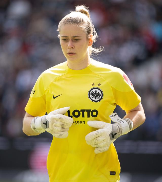 Die deutsche Fußballspielerin Stina Johannes von Eintracht Frankfurt bei einem Spiel gegen den VfL Wolfsburg im Mai 2023.