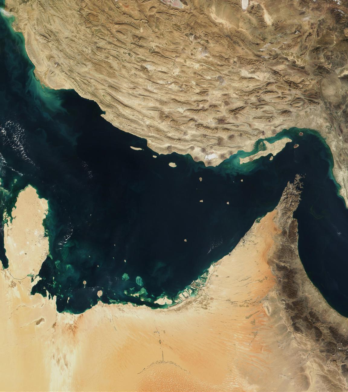 satellitenfoto der strasse von hormus