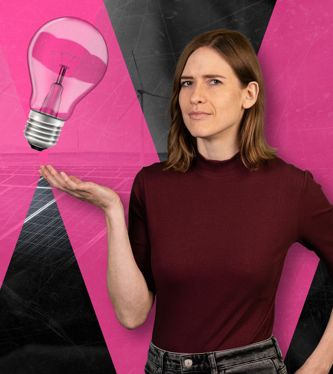 Karen Grass mit einer Glühbirne