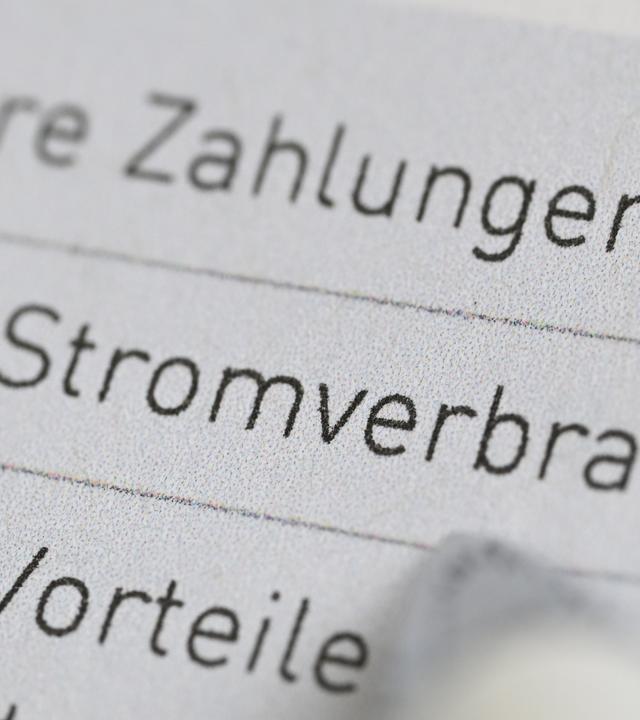 Auf einer Stromrechnung eines Stromanbieters stehen die Wörter Zahlungen und Stromverbrauch. 