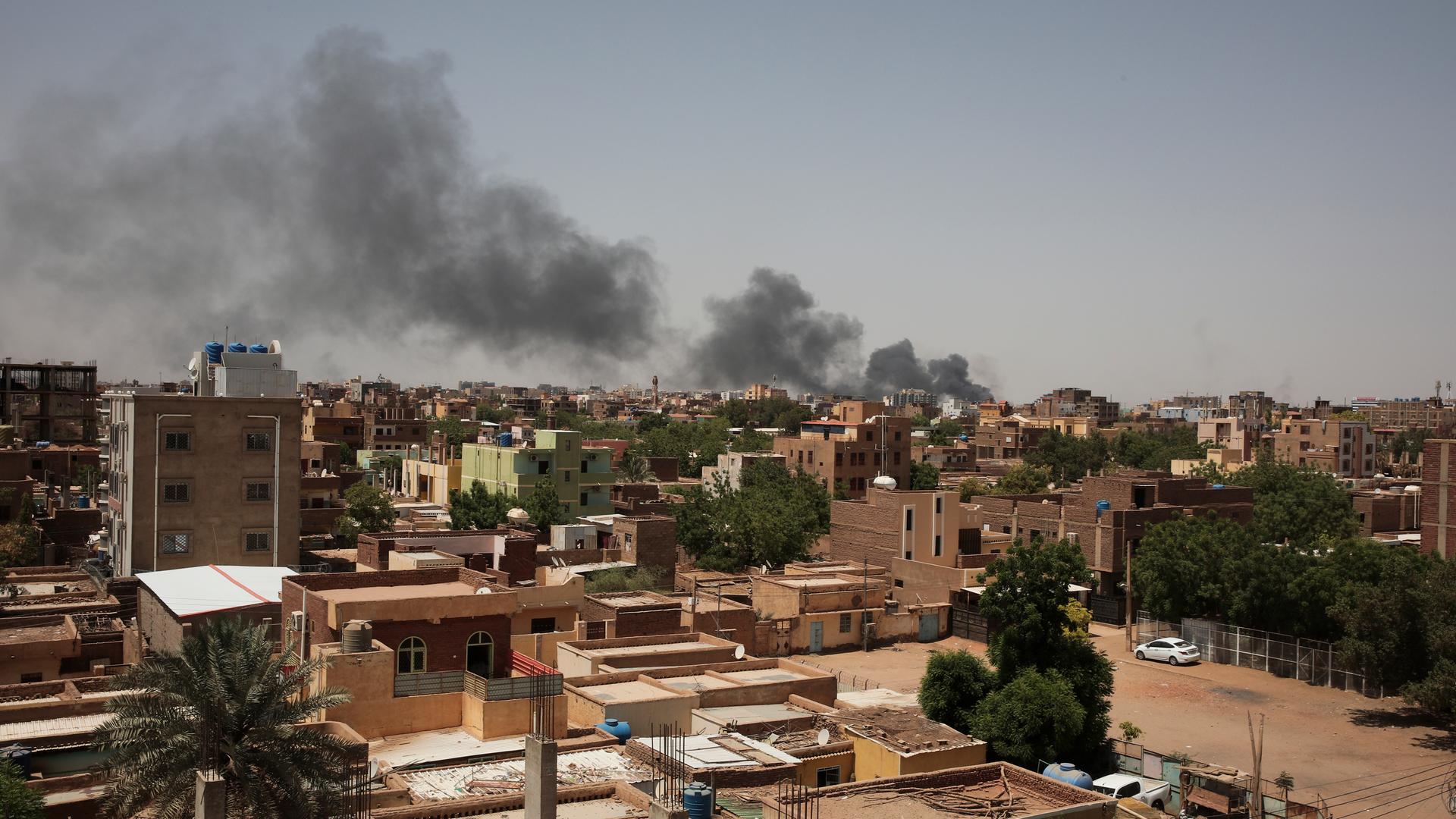 Smoke over the city of Khartoum in Sudan.