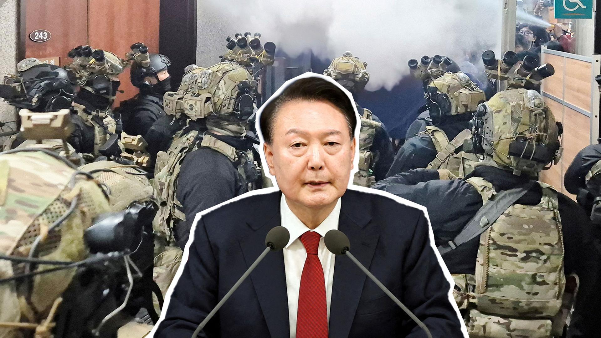 Südkoreas Präsident Yoon Suk Yeol, Hintergrund: Südkoreanische Soldaten im Parlament
