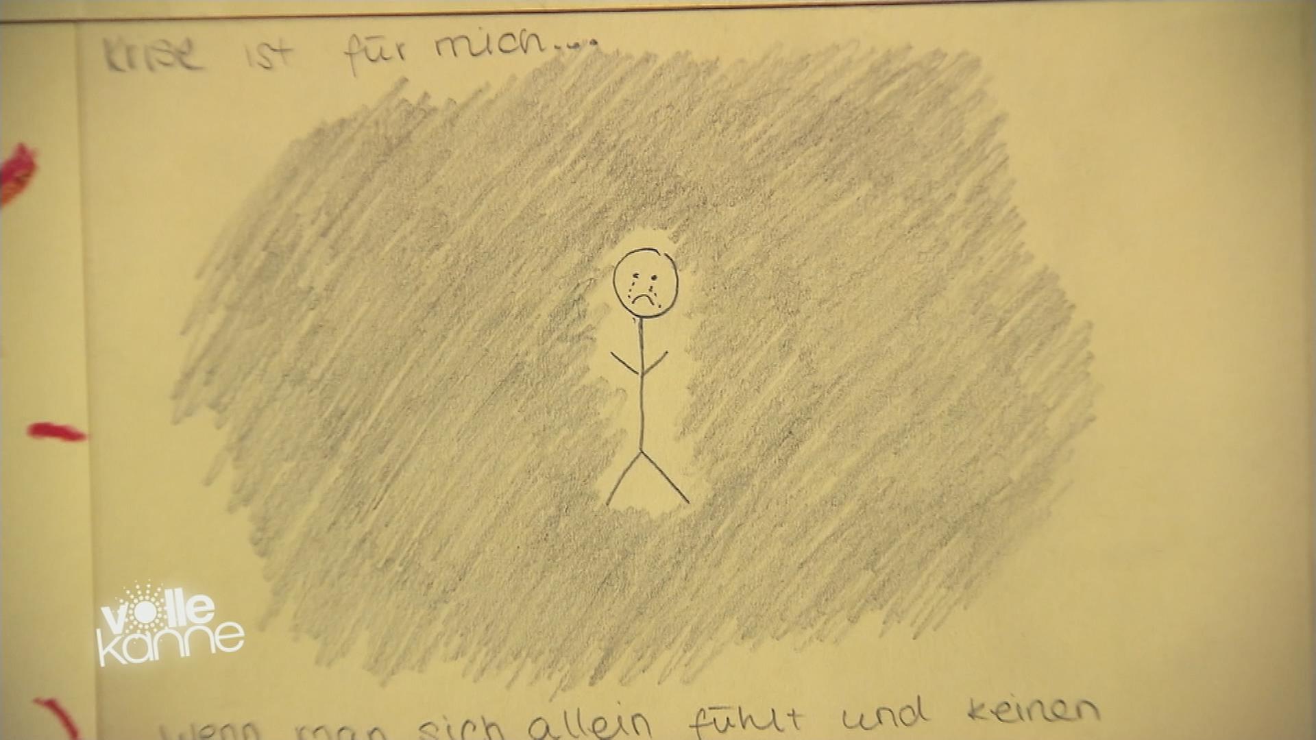 Zeichnung eines traurigen Strichmännchens