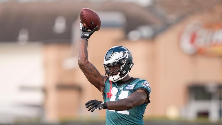 Philadelphia Eagles Wide Receiver A.J. Brown in Aktion