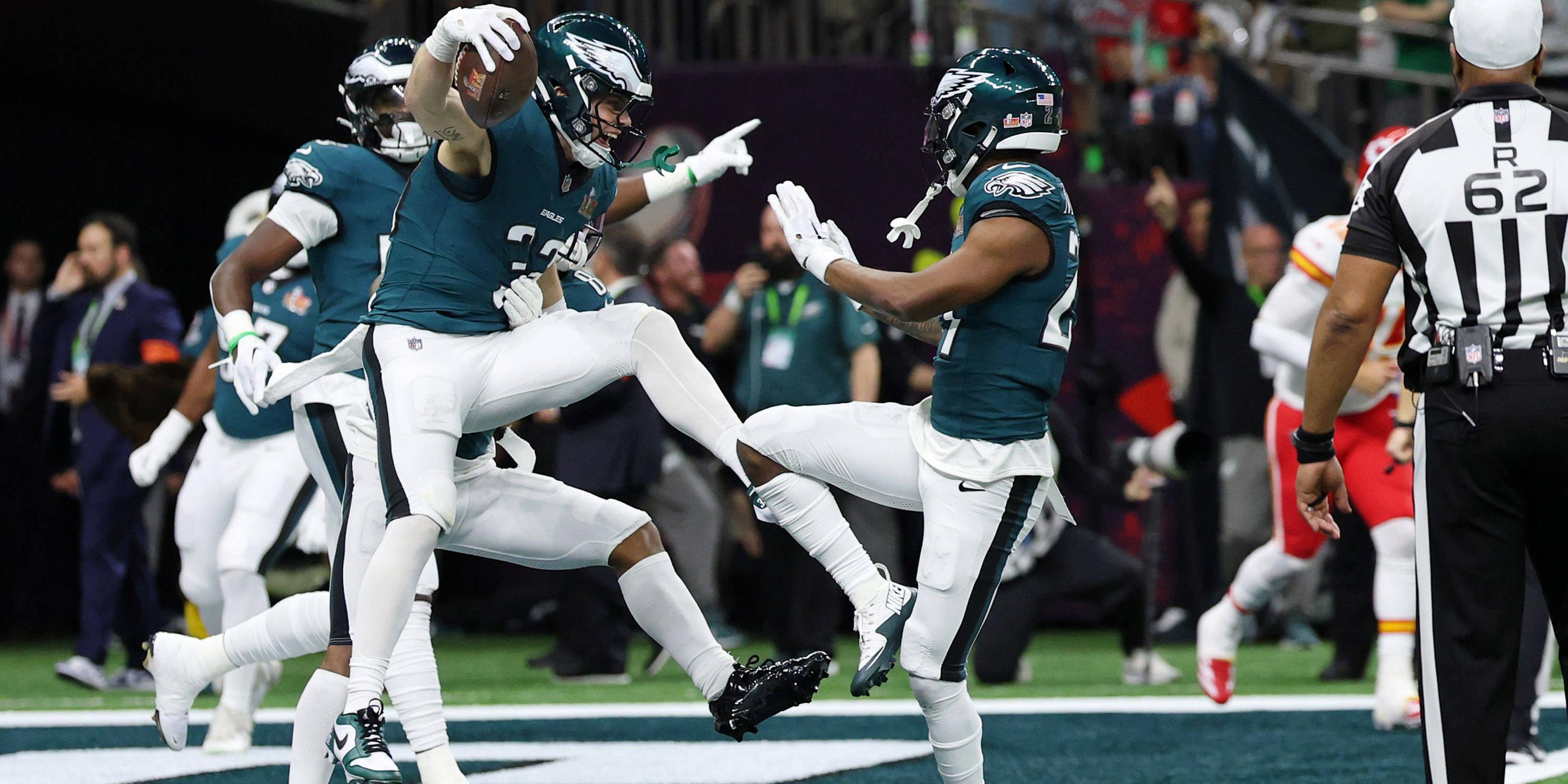 Cooper Dejean jubelt über seinen Touchdown in Super Bowl LIX