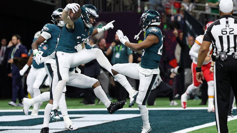 Cooper Dejean jubelt über seinen Touchdown in Super Bowl LIX