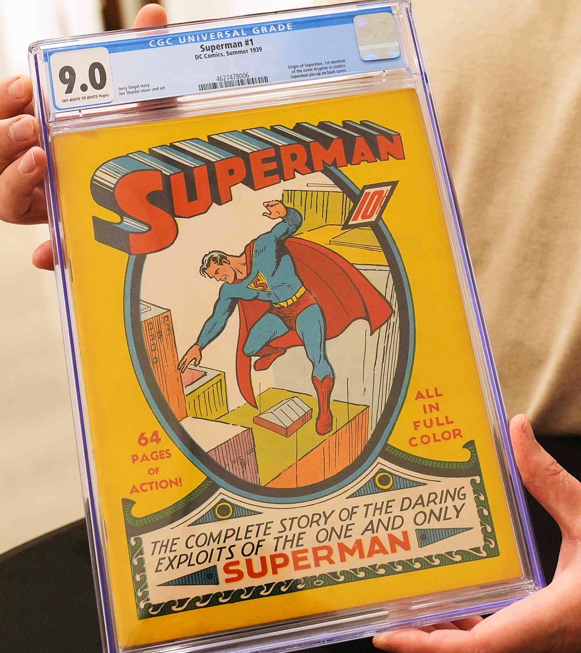 Eine Ansicht einer Ausgabe von DC Comics' Superman Nr. 1, aufgenommen am  24. 11.2025 in Irving (Texas)