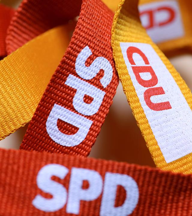 Logos von CDU und SPD, Symbolfoto für die Große Koalition