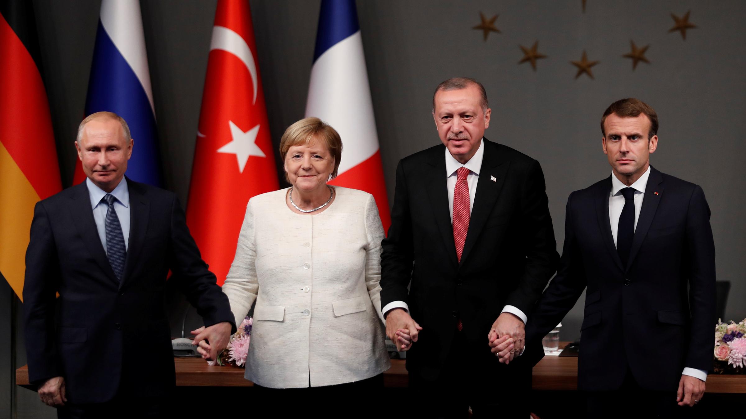 Syrien-Gipfel in Istanbul: Staats- und Regierungschefs Putin, Merkel, Erdogan und Macron