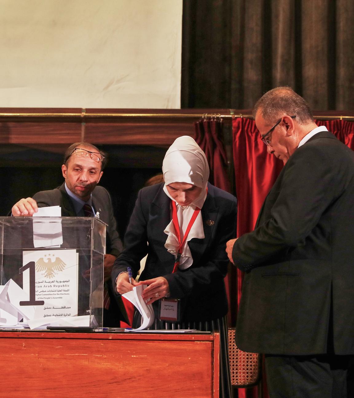 Ein Wahllokal in der syrischen Hauptstadt Damaskus
