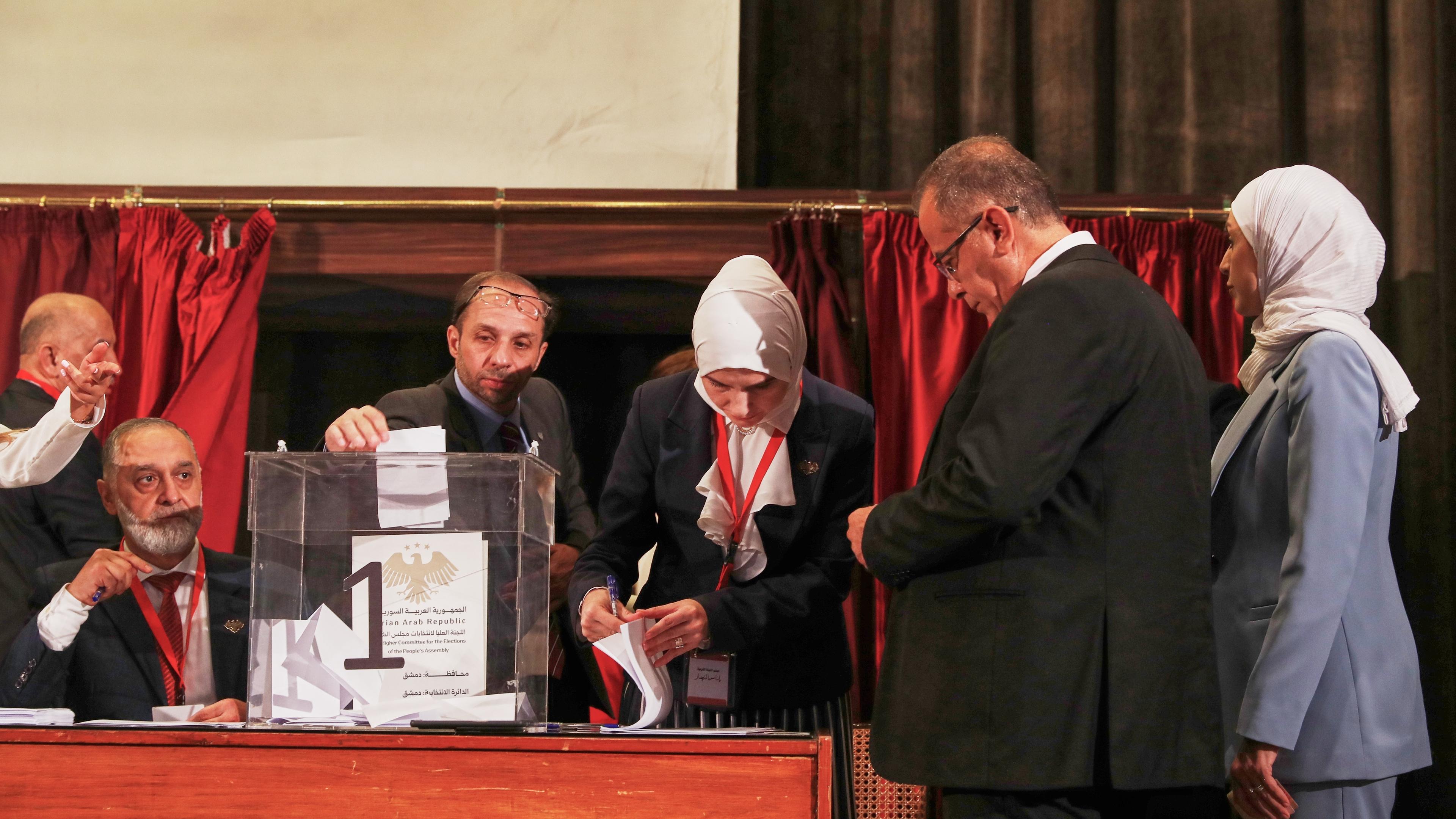 Ein Wahllokal in der syrischen Hauptstadt Damaskus