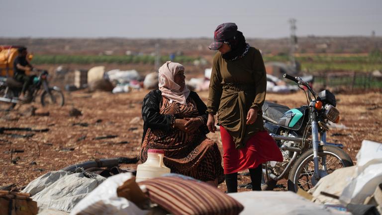 Vertriebene arabische Familien der sunnitischen Beduinen in der südsyrischen Provinz Suwaida