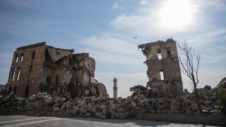 Zestörtes Haus in der Stadt Aleppo.