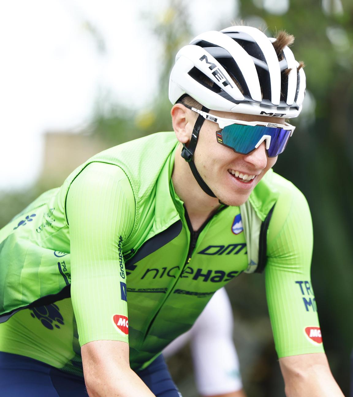 Radsportler Tadej Pogacar auf dem Rad während der UCI Rad-WM in Kigali, Ruanda, am 24.09.2025.