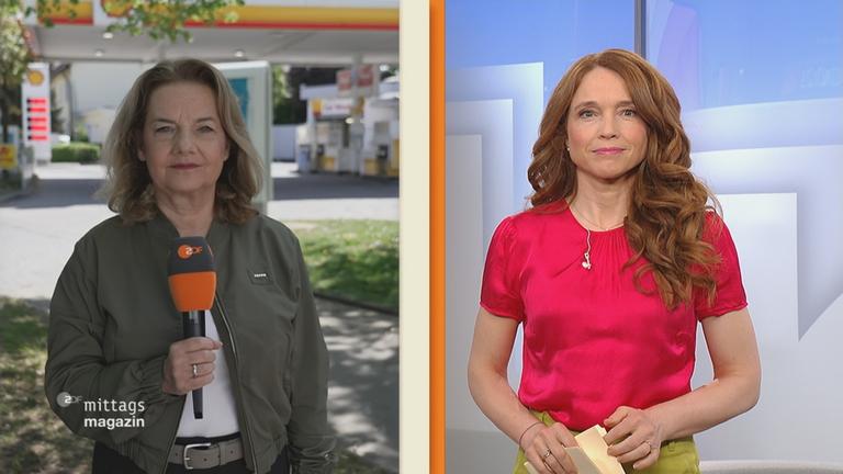 Reporterin an der Tankstelle