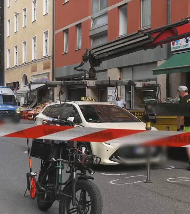 München: Taxifahrer fährt Fahrradkurier an