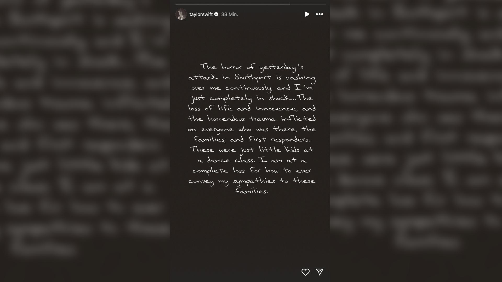 Taylor Swift: Instagram Story 30.07.2024.