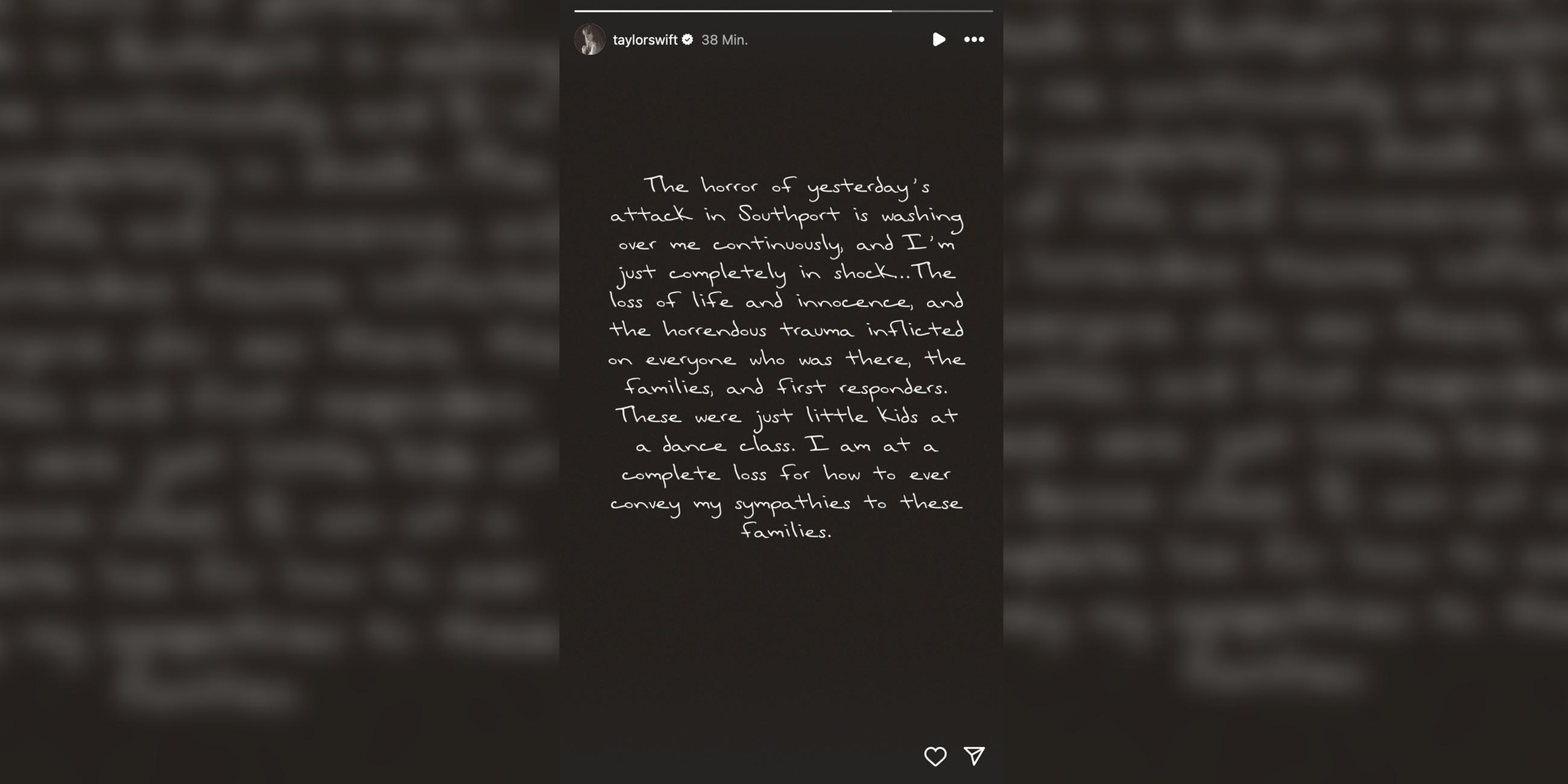 Taylor Swift: Instagram Story 30.07.2024.