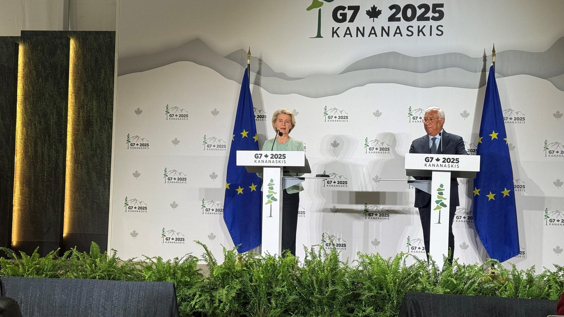G7-Pressekonferenz mit António Costa und Ursula von der Leyen