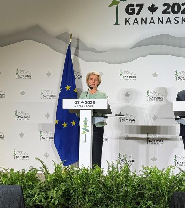 G7-Pressekonferenz mit António Costa und Ursula von der Leyen