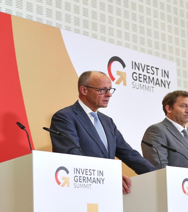 Merz, Reiche und Klingbeil beim "Invest in Germany Summit"