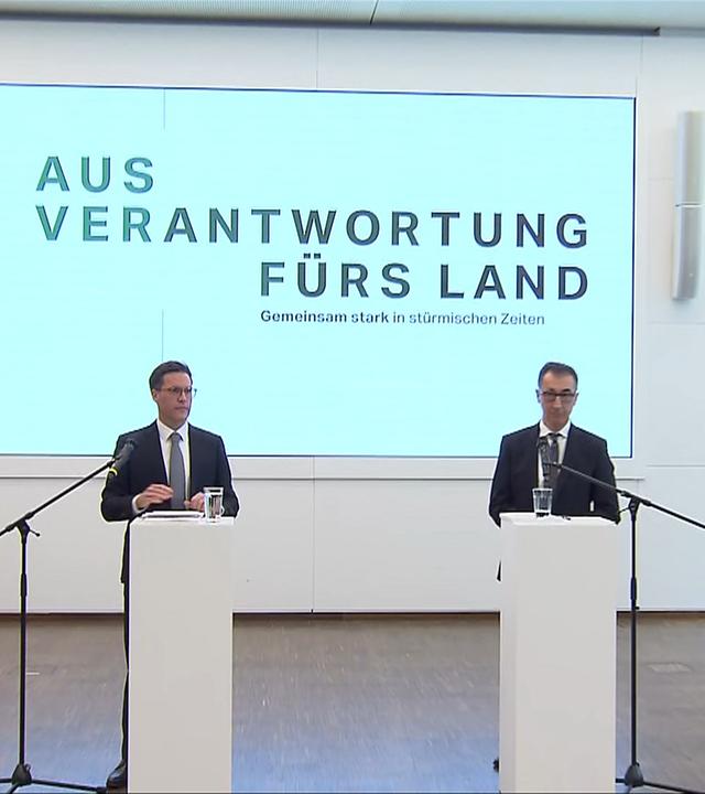 Özdemir und Hagel präsentieren Koalitionsvertrag