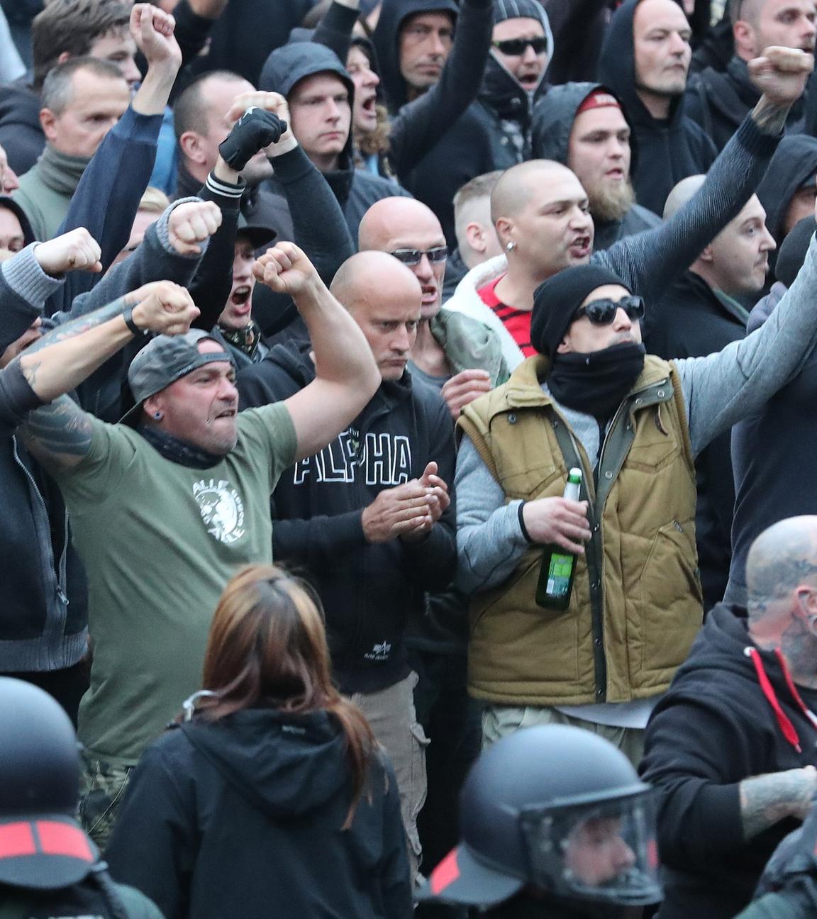 Aggressive Proteste der rechten Szene in Chemnitz.