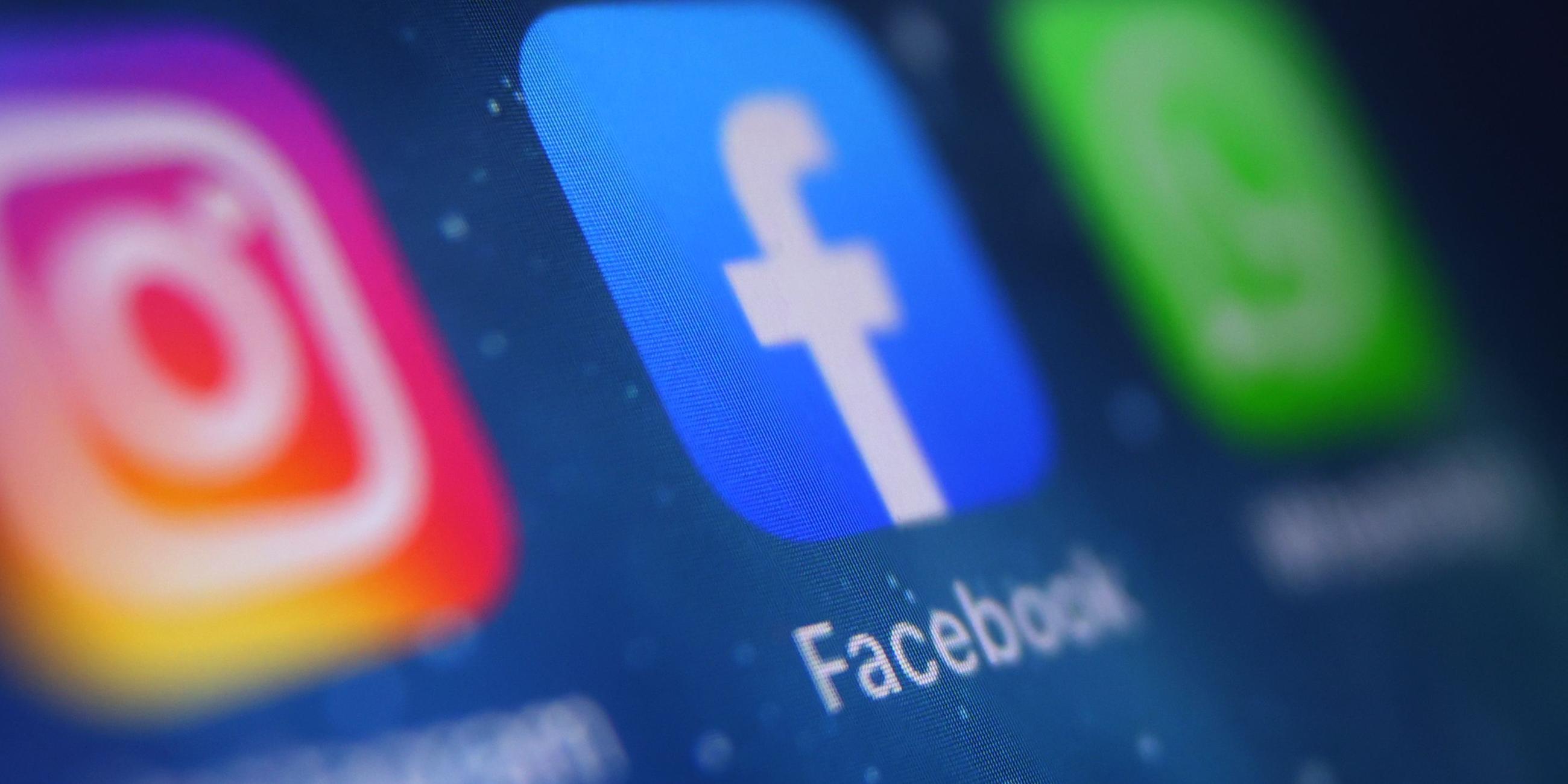 Die Logos von Instagram, Facebook und WhatsApp. Symbolbild.