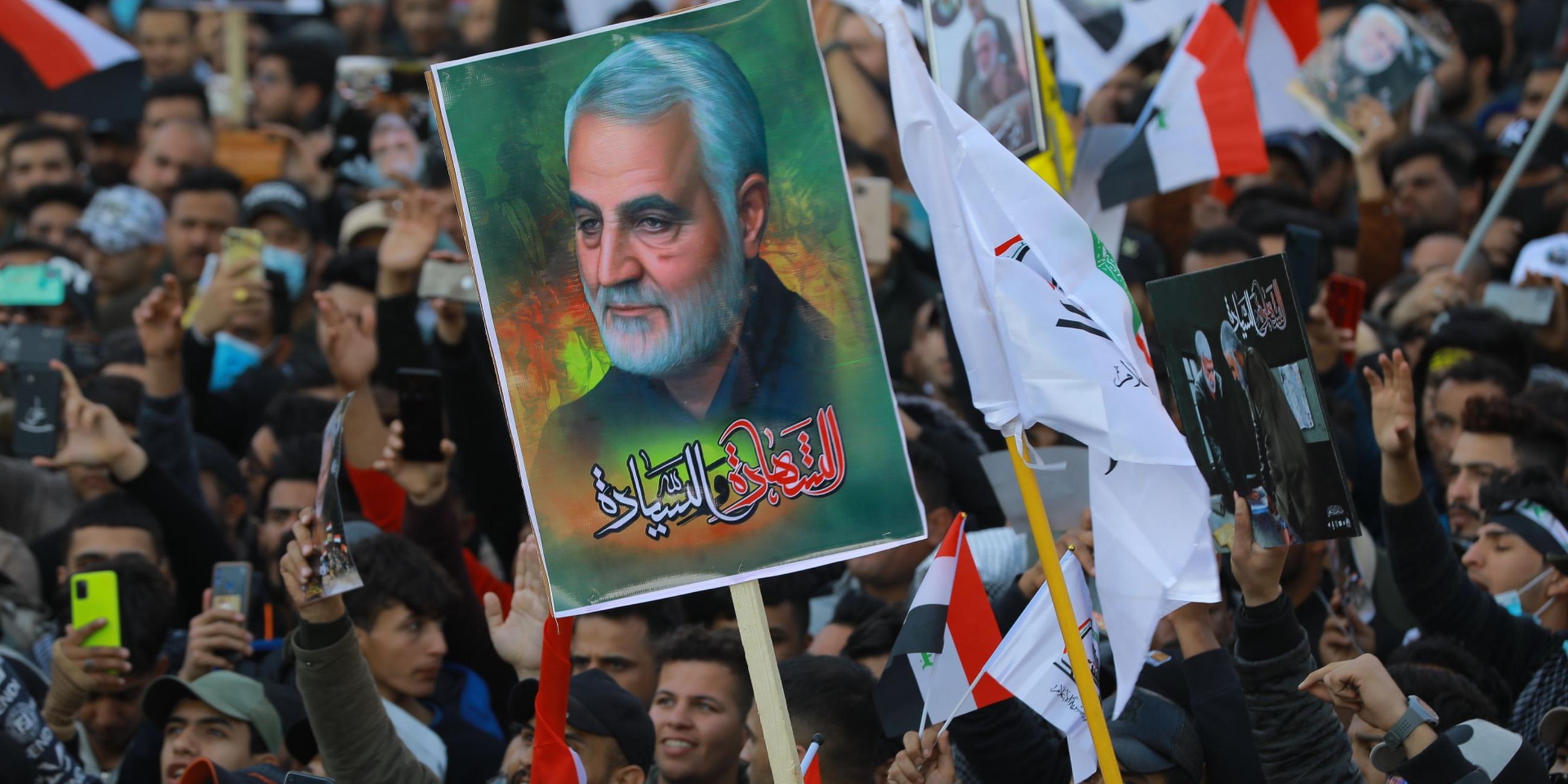 Ein Plakat des iranischen Top-Generals Ghassem Soleimani. Archiv