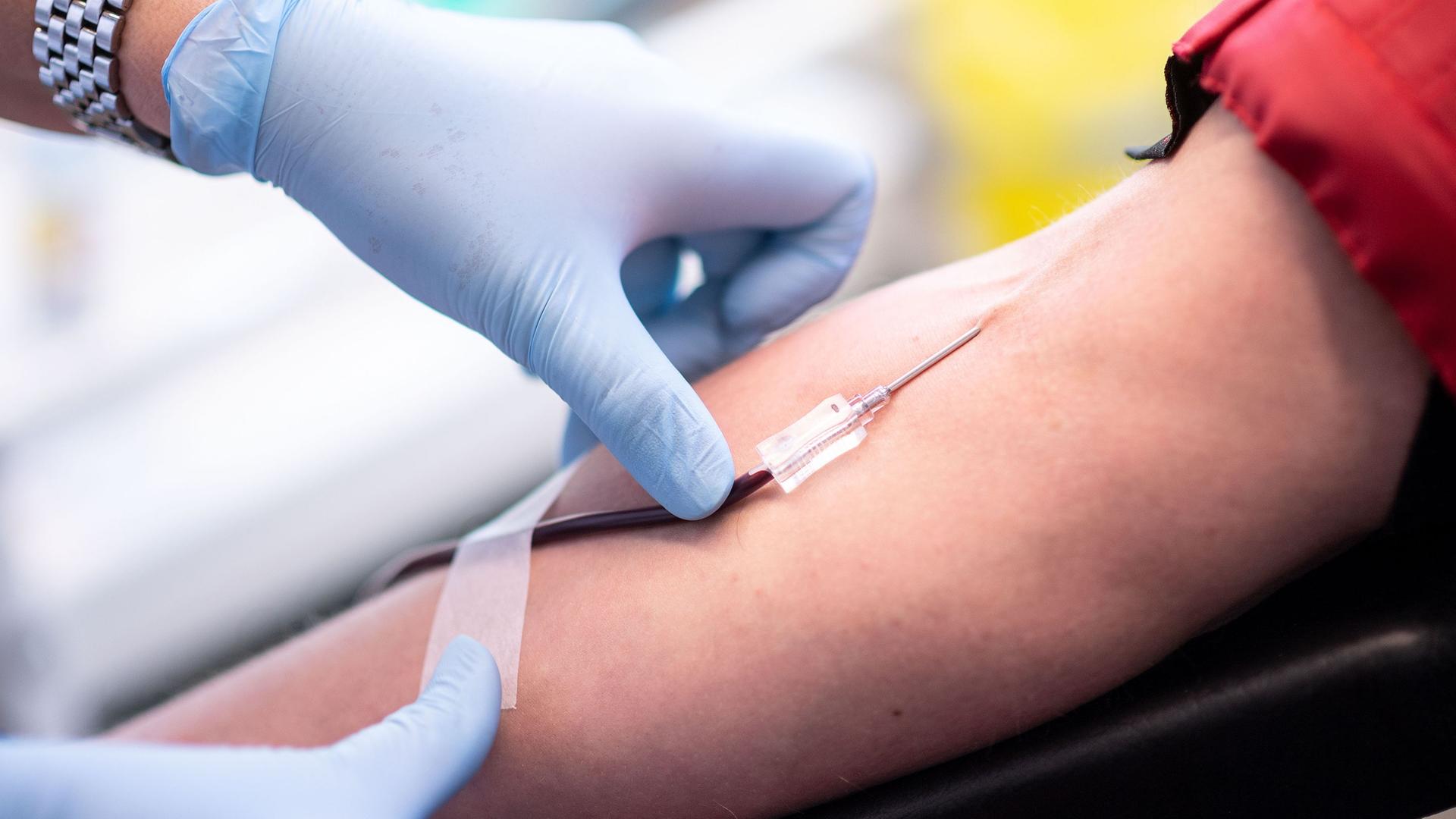 Eine Person spendet Blut. Archivbild