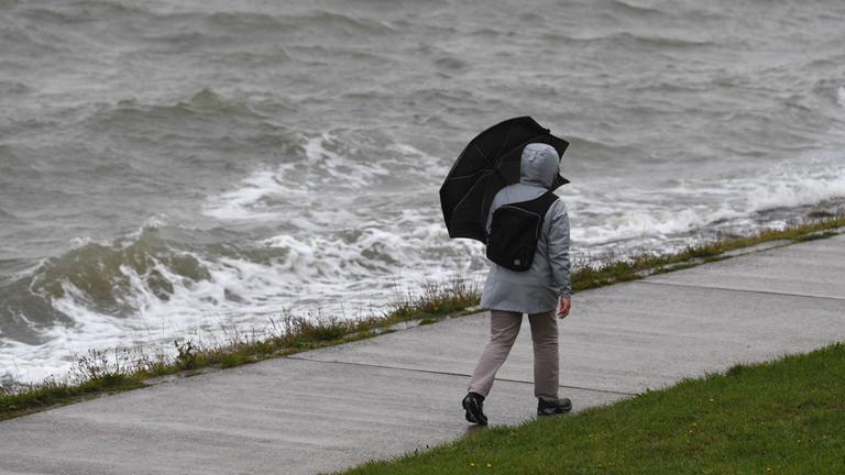 Stürmischer Spaziergang am Jade Busen.