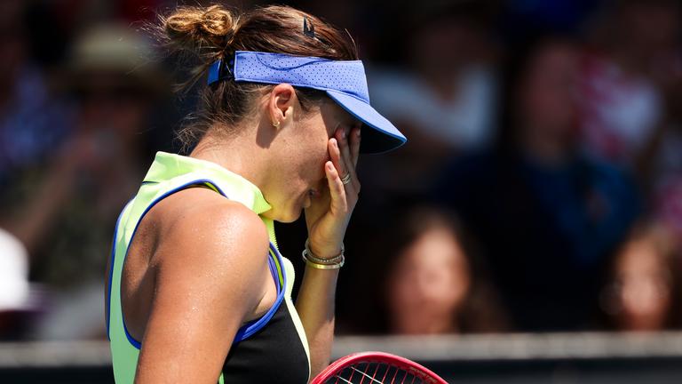 Australien, Melbourne: Tennis: Grand Slam - Australian Open, Einzel, Frauen, 1. Runde. Tatjana Maria reagiert.