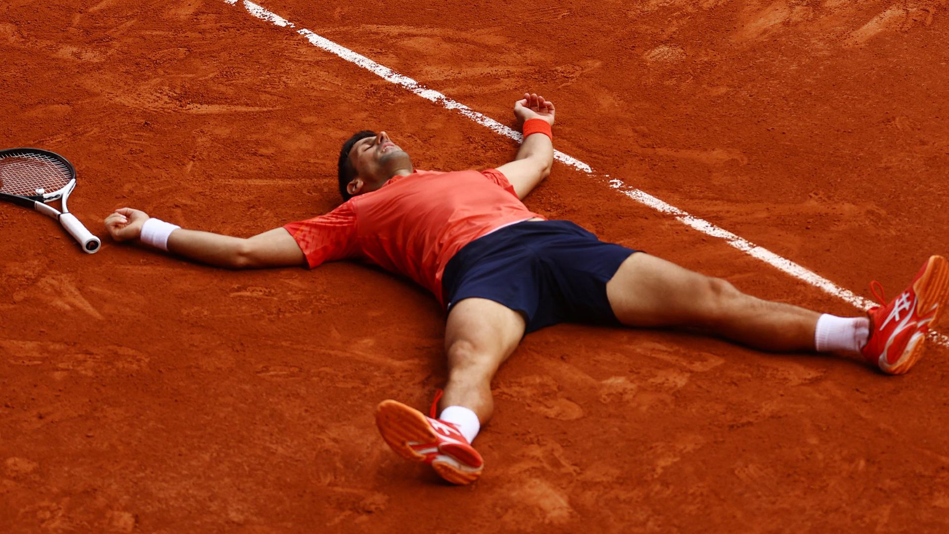 Novak Djokovic gewinnt das Männer Einzel bei den French Open am 11.06.2023 im Court Philippe-Chatrier. 