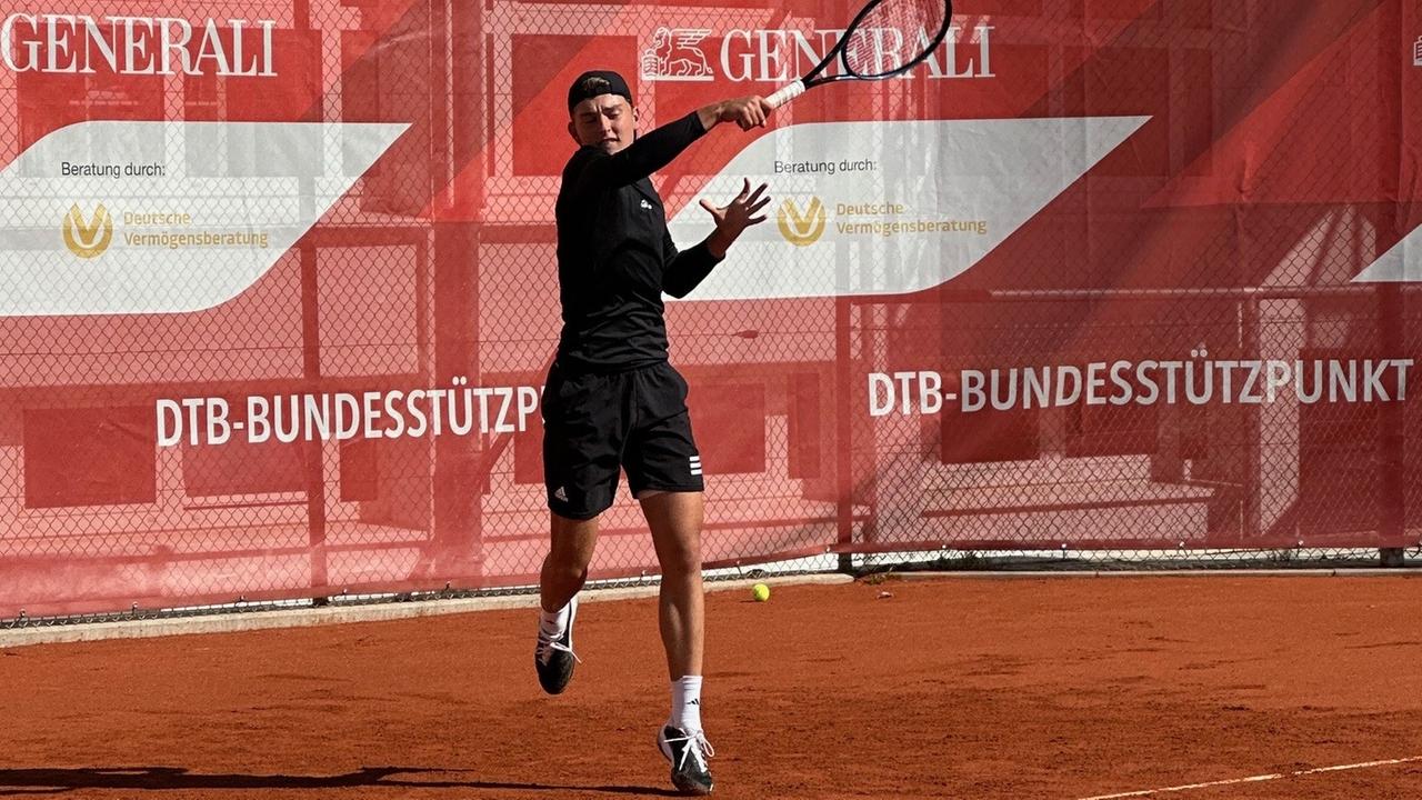 Tennisspieler Justin Engel im Training am DTB-Bundesstützpunkt