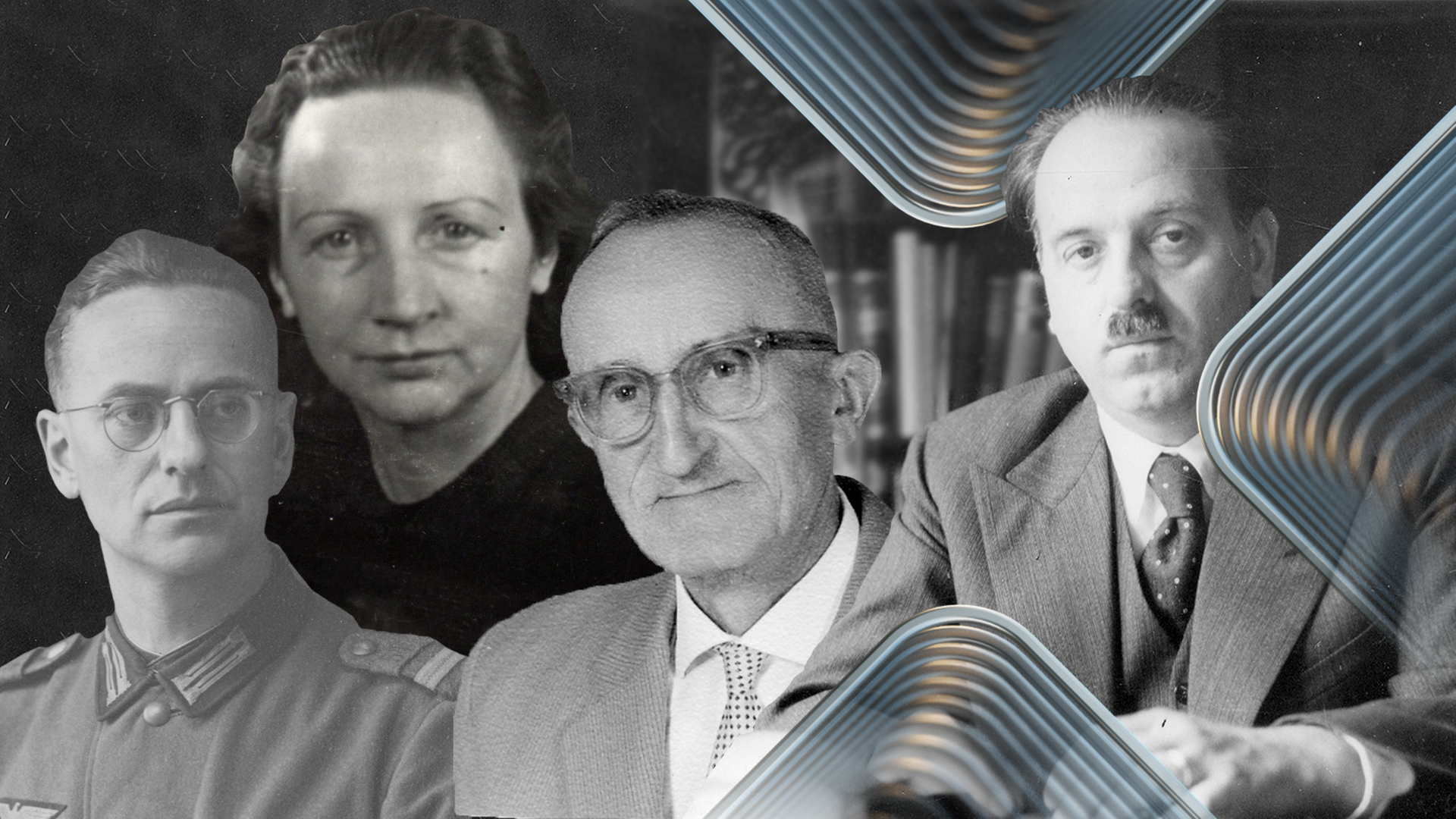 Schwarz-weiß-Porträts von Helmut Kleinicke, Edith Hirschfeldt-Berlow, Leo Lindenberg und Arthur Ketzer