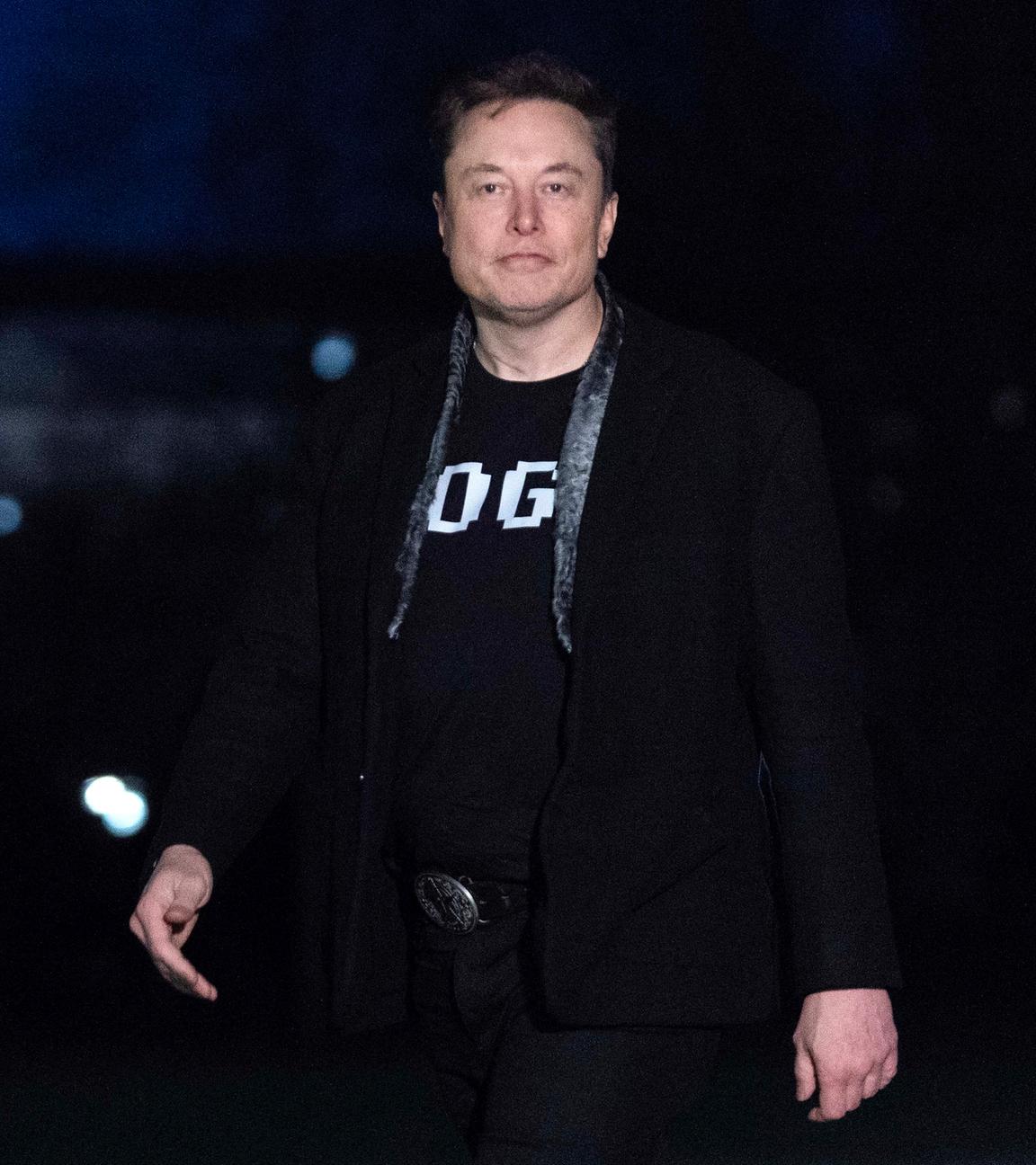 Elon Musk spaziert auf dem Südrasen des Weißen Hauses.