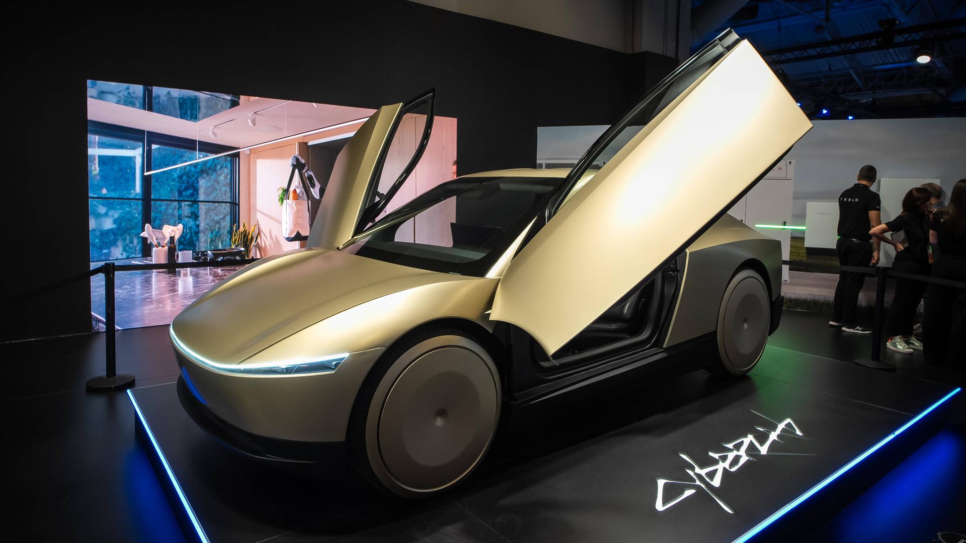Das "Cybercab" der Firma Tesla am 13.06.2025 auf der Vivatech Messe in Paris.