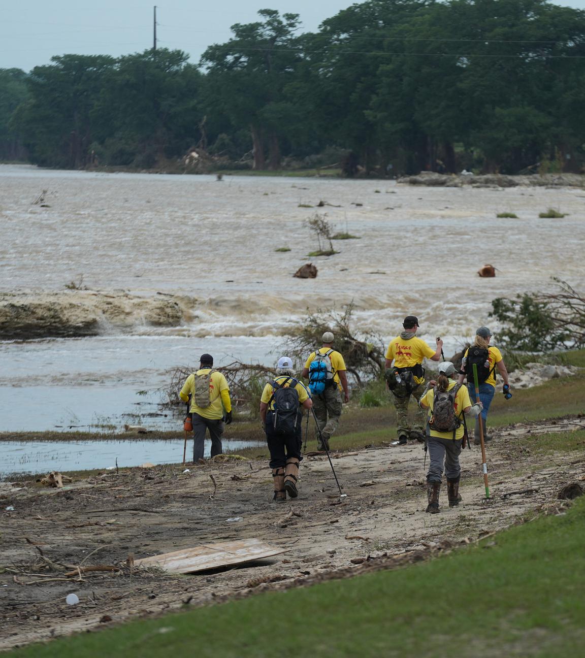 KERR COUNTY, TEXAS, UNITED STATES - JULY 7: Teams continue rescue and recovery operations around the Guadalupe River.