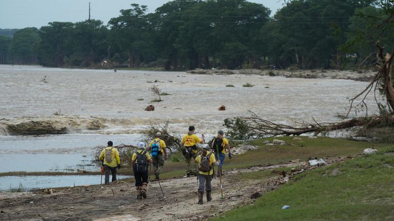 KERR COUNTY, TEXAS, UNITED STATES - JULY 7: Teams continue rescue and recovery operations around the Guadalupe River.