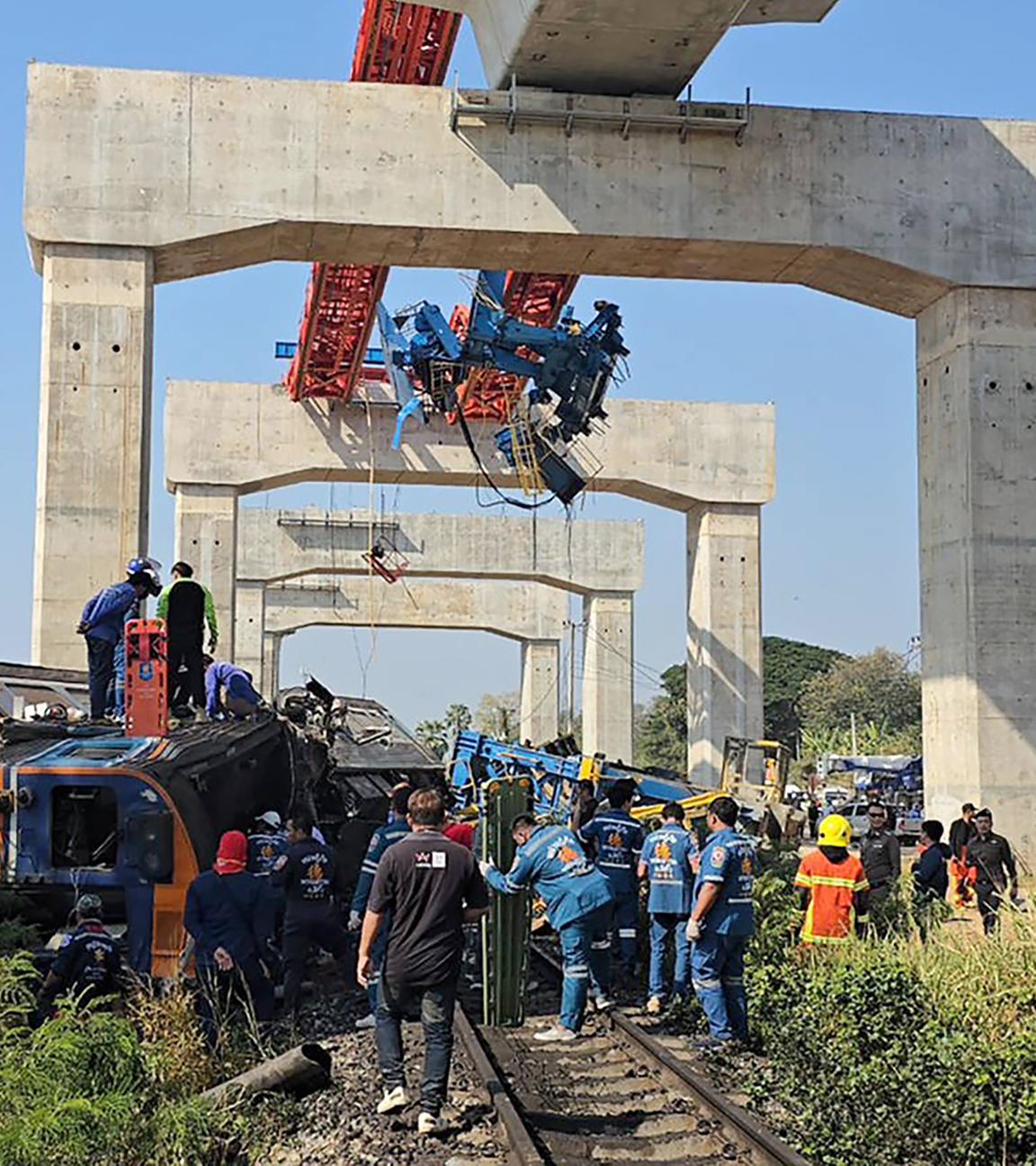 Zugunglück nordöstlich von Bangkok, in der Provinz Nakhon Ratchasima  (Thailand), aufgenommen am 14.01.2026
