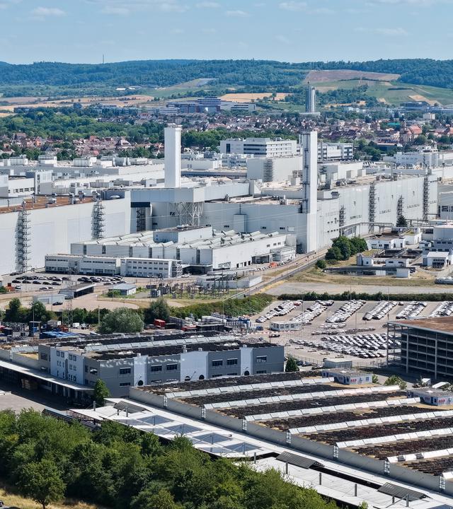 Blick auf das Werk des Autoherstellers Audi in Neckarsulm 