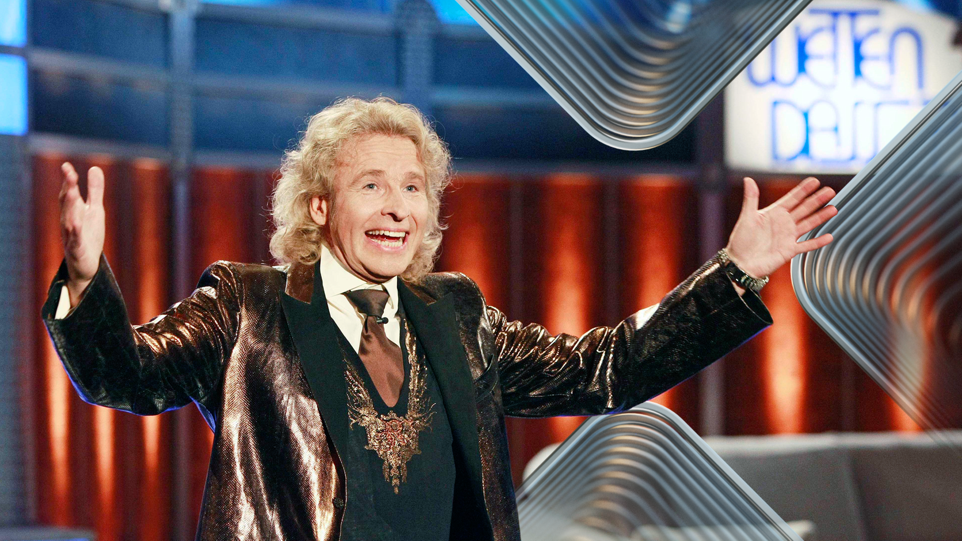 Thomas Gottschalk mit ausgebreiteten Armen bei der Moderation von "Wetten dass..?".