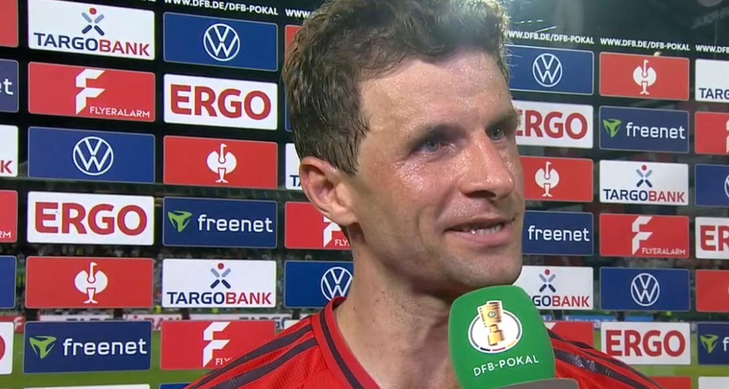 Bayern Münchens Doppel-Torschütze Thomas Müller im ZDF-Interview