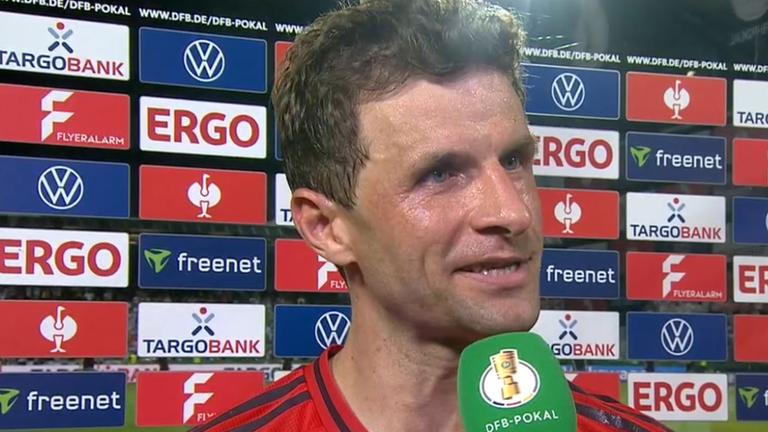 Bayern Münchens Doppel-Torschütze Thomas Müller im ZDF-Interview