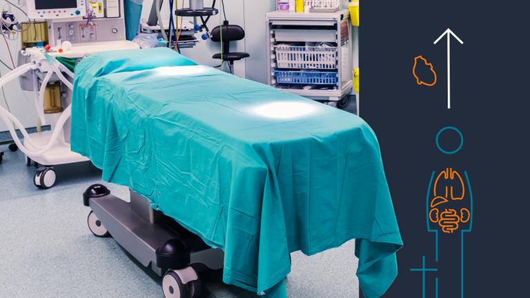 Krankenzimmer mit Grafik zum Thema Nierentransplantation