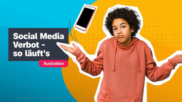 Ein Junge guckt fragend, dazu ein Handy. 