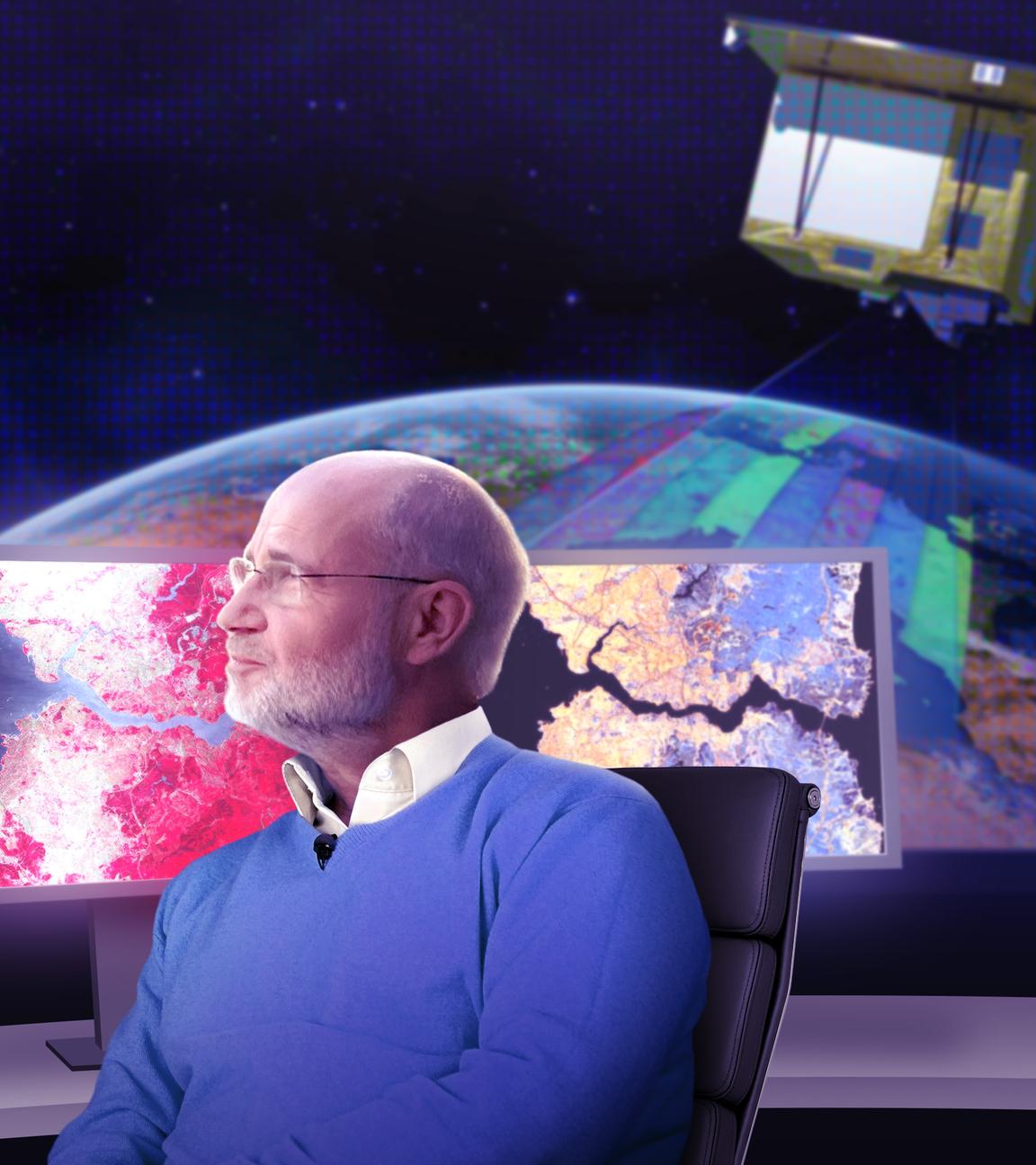 Collage: Harald Lesch in Kontrollraum